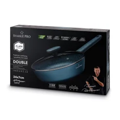 Patelnia głęboka na indukcję non stick z pokrywką Starke Pro Double 24 cm
