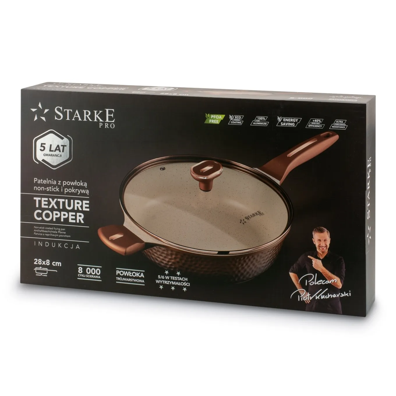 Patelnia głęboka na indukcję Starke Pro Texture Copper 28 x 8 cm