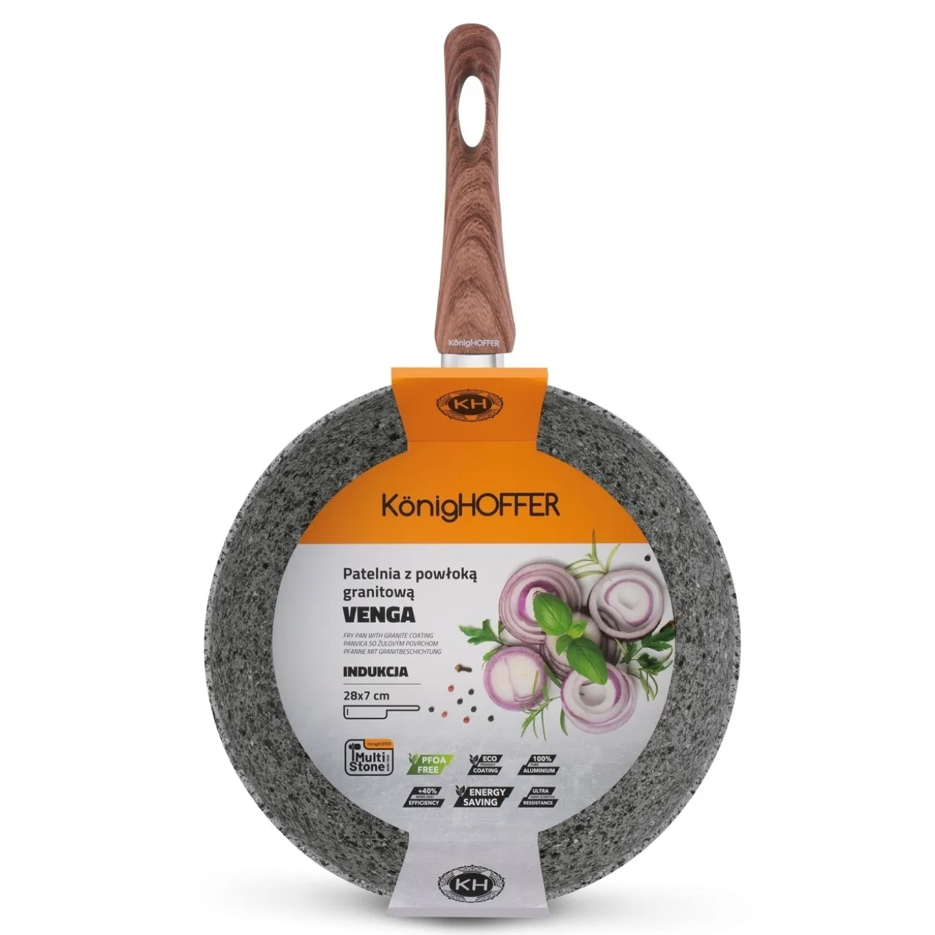 Patelnia granitowa głęboka Konighoffer Venga 28 x 7 cm indukcja