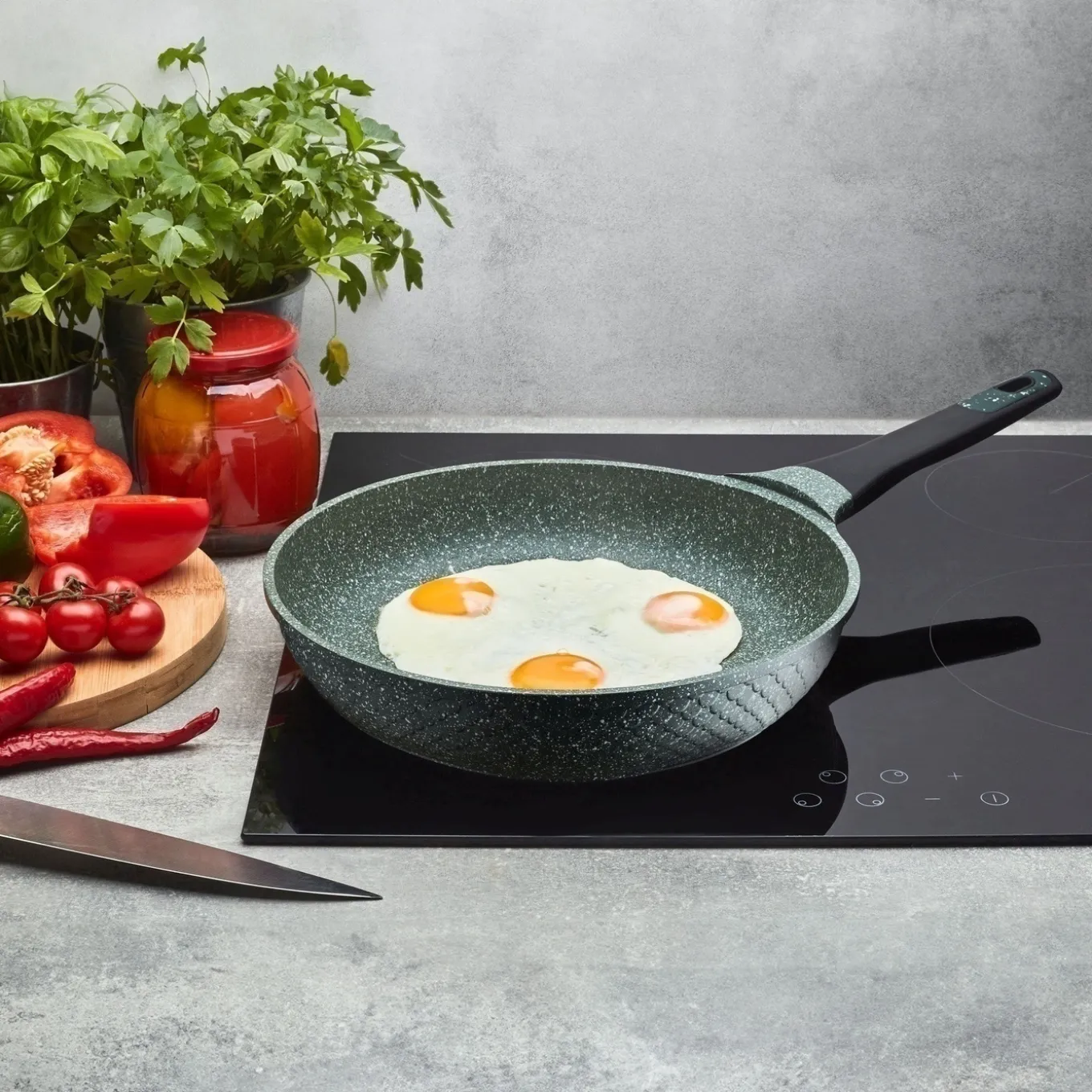 Patelnia granitowa na indukcję Konighoffer Green Husk 28 cm