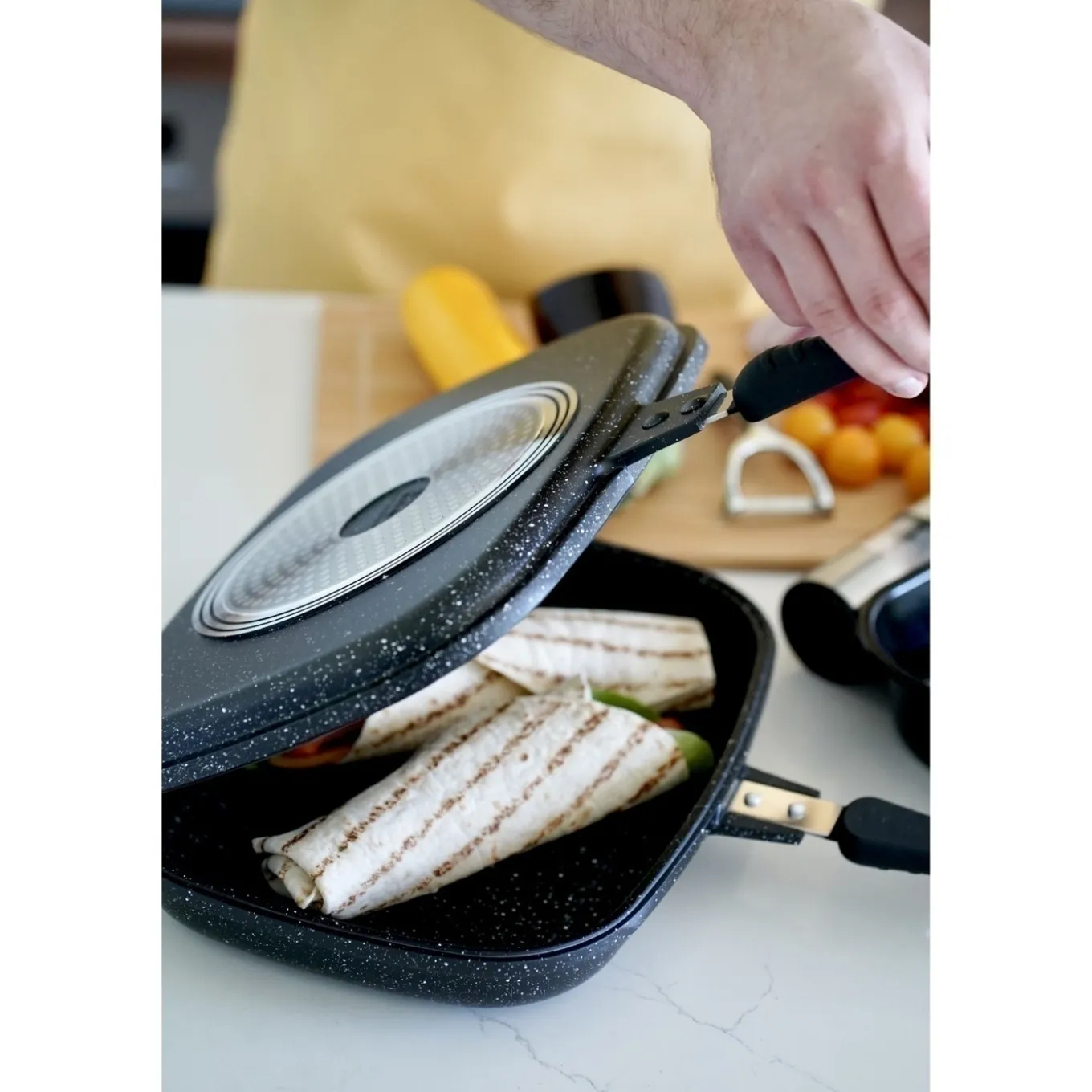Patelnia grillowa dwustronna marmurowa Konighoffer Doppio Marble 32 x 24 cm