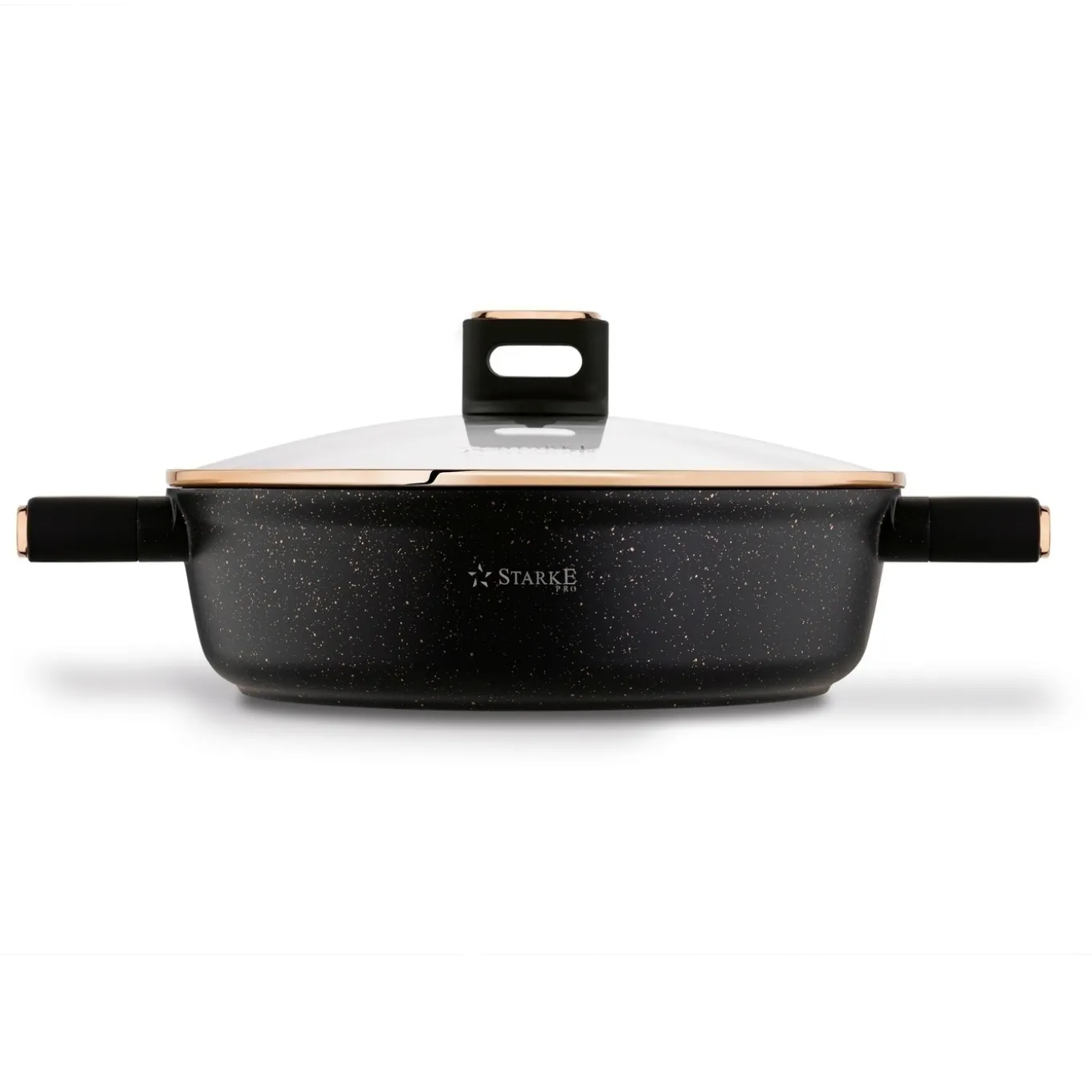 Patelnia krótkie uchwyty z pokrywką Starke Pro Starlet Black 28x8 cm