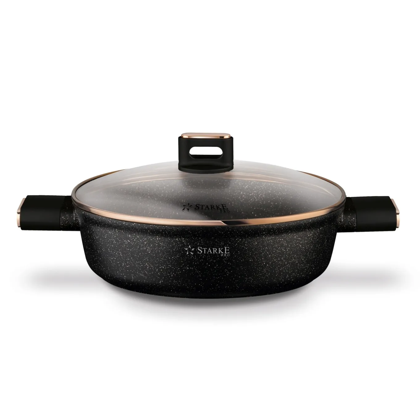 Patelnia krótkie uchwyty z pokrywką Starke Pro Starlet Black 28x8 cm