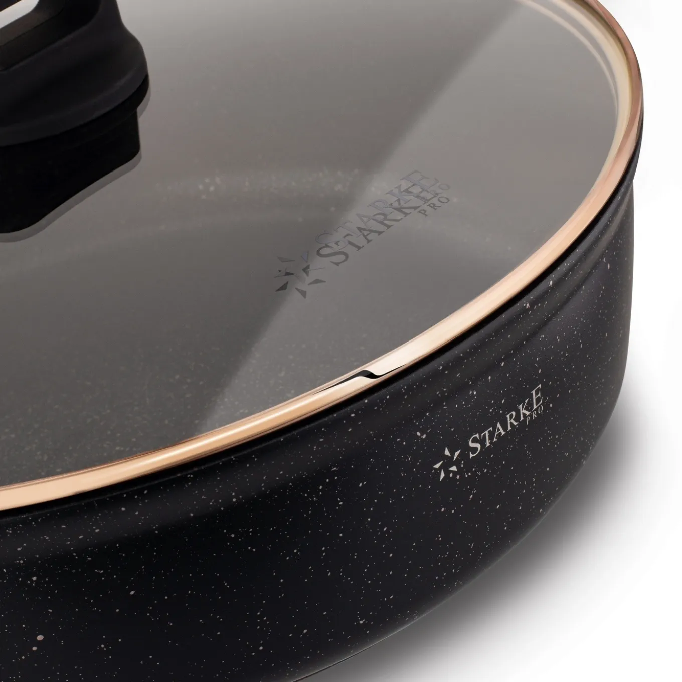 Patelnia krótkie uchwyty z pokrywką Starke Pro Starlet Black 28x8 cm