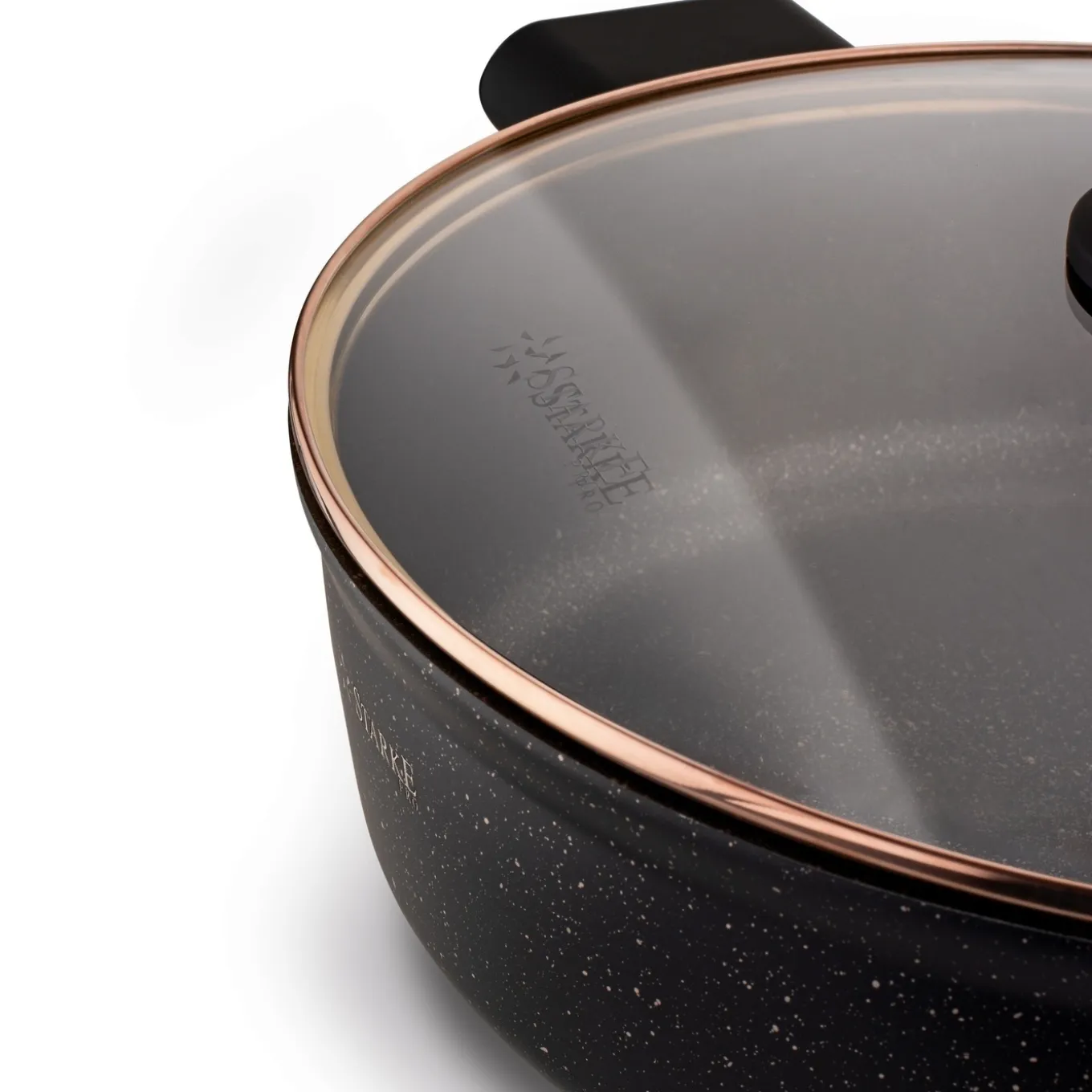 Patelnia krótkie uchwyty z pokrywką Starke Pro Starlet Black 28x8 cm