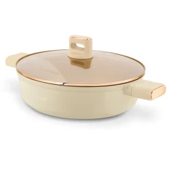 Patelnia krótkie uchwyty z pokrywką Starke Pro Starlet Beige 28x8 cm