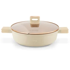 Patelnia krótkie uchwyty z pokrywką Starke Pro Starlet Beige 28x8 cm