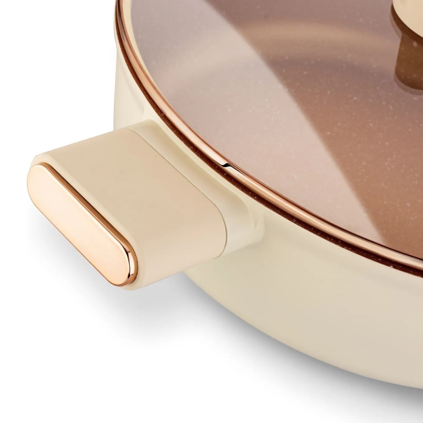 Patelnia krótkie uchwyty z pokrywką Starke Pro Starlet Beige 28x8 cm