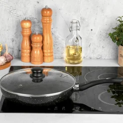 Patelnia marmurkowa non-stick z pokrywką głęboka Tadar Marmara 28 cm
