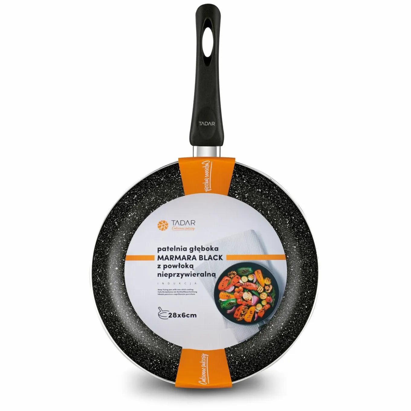 Patelnia marmurkowa non-stick Tadar Marmara Black 28 cm indukcja