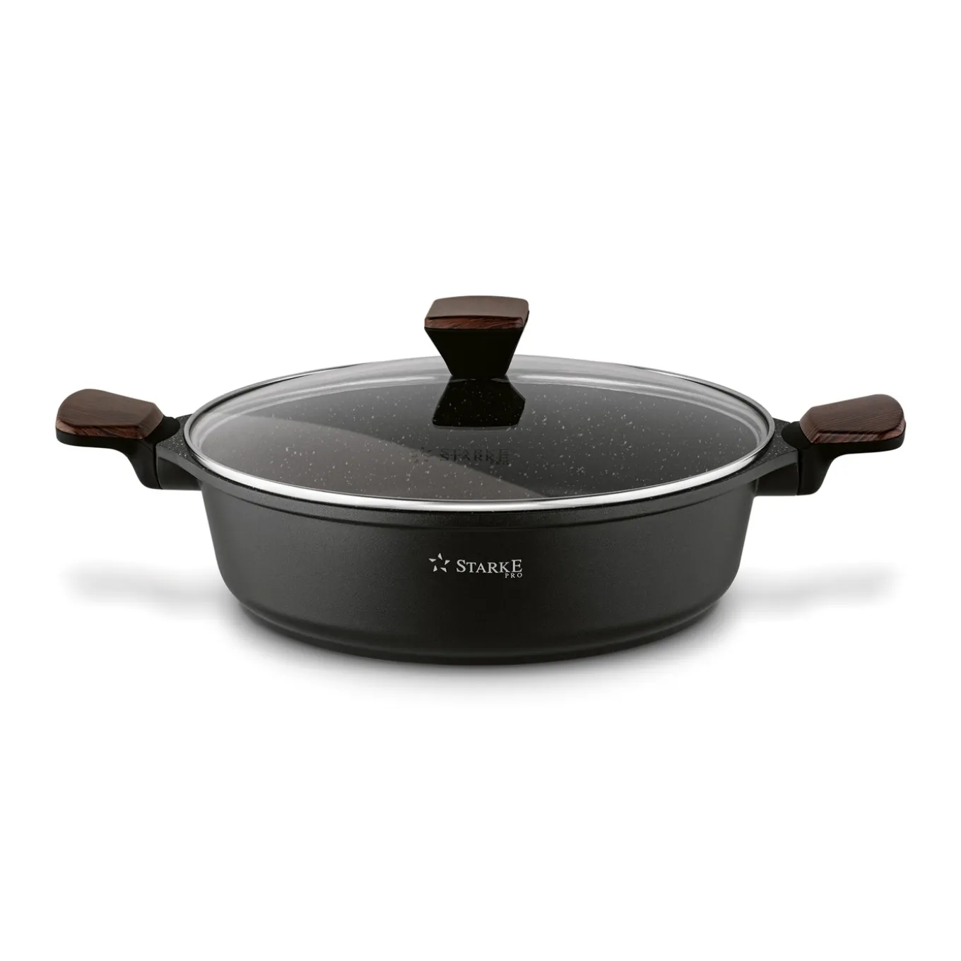Patelnia marmurowa na indukcję z pokrywką krótkie uchwyty Starke Pro Redwood 28 cm