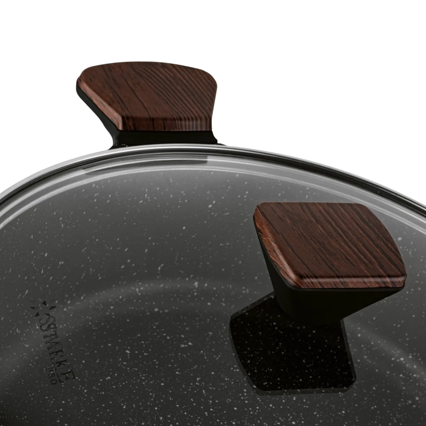 Patelnia marmurowa na indukcję z pokrywką krótkie uchwyty Starke Pro Redwood 28 cm