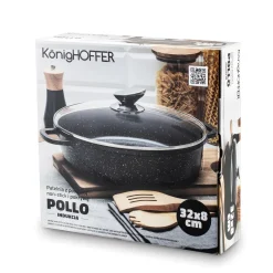 Patelnia na indukcję głęboka krótkie uchwyty Konighoffer Pollo Black 32 x 8 cm
