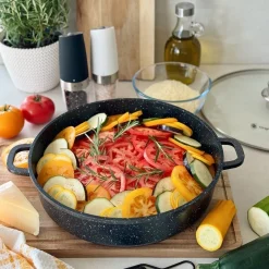 Patelnia na indukcję głęboka krótkie uchwyty Konighoffer Pollo Black 32 x 8 cm