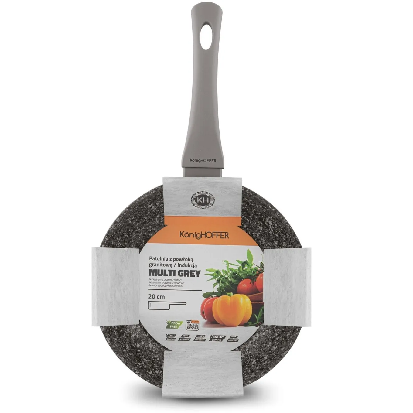 Patelnia na indukcję granitowa Konighoffer Multi Grey 20 cm