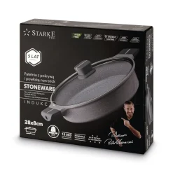 Patelnia na indukcję krótkie uchwyty z pokrywką Starke Pro Stoneware Marble 28 cm