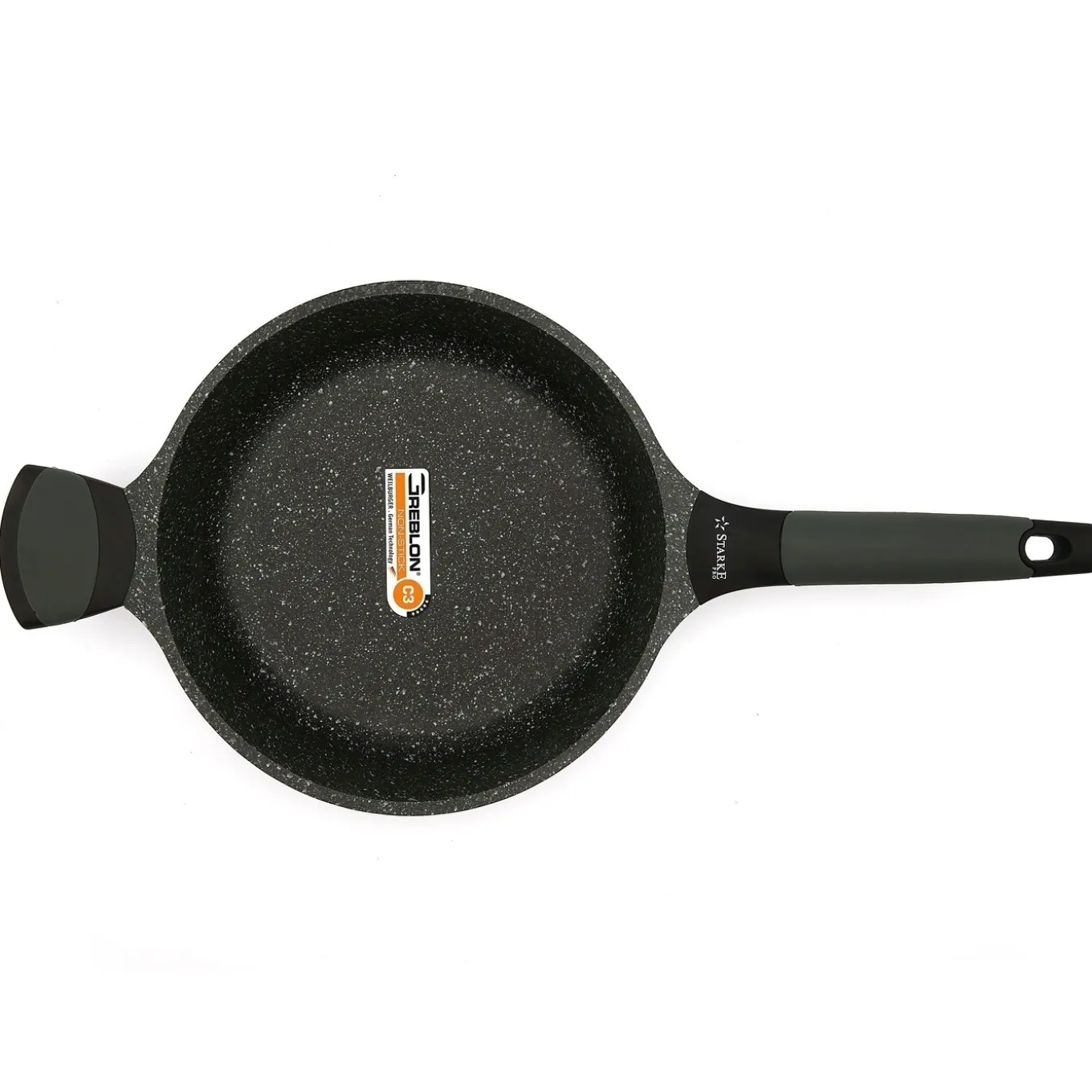 Patelnia na indukcję marmurowa z pokrywką Starke Pro Viridi 24 cm głęboka