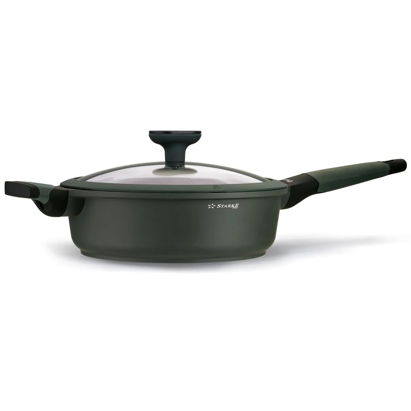 Patelnia na indukcję marmurowa z pokrywką Starke Pro Viridi 24 cm głęboka