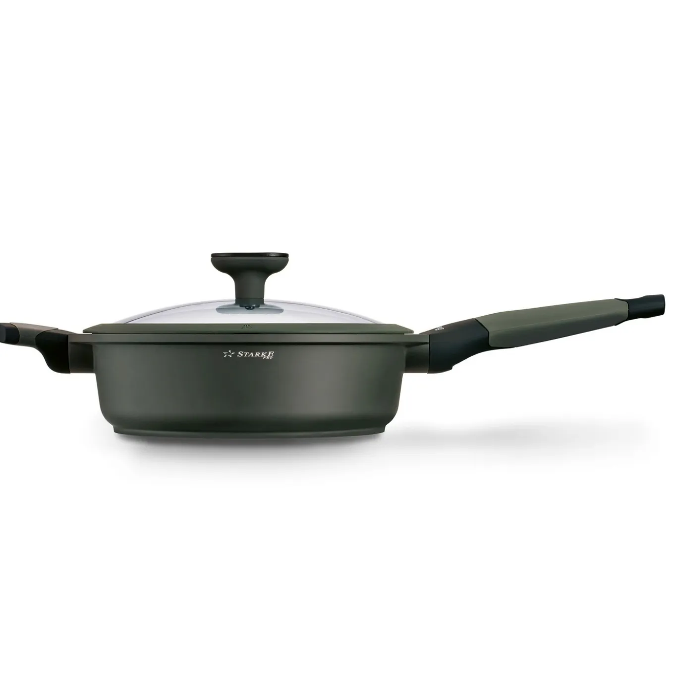 Patelnia na indukcję marmurowa z pokrywką Starke Pro Viridi 24 cm głęboka