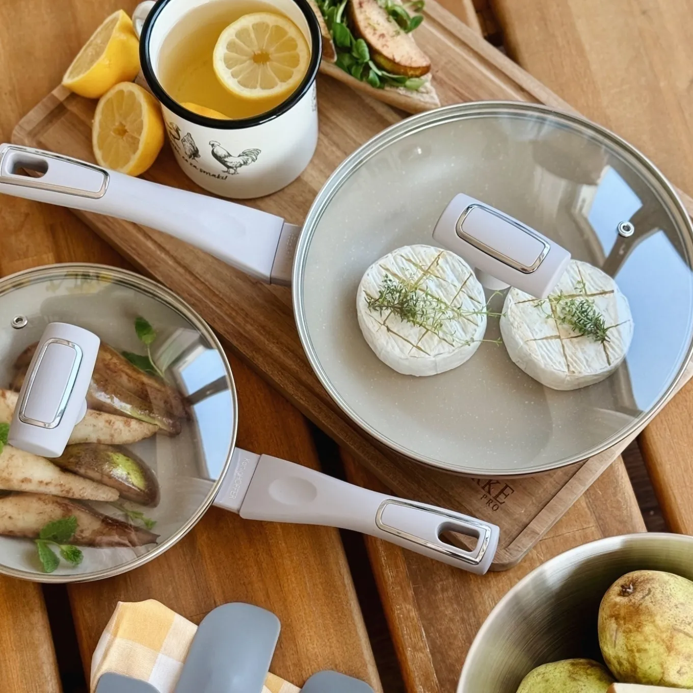Patelnia na indukcję non-stick z pokrywką Konighoffer Tierra Beige 24 cm