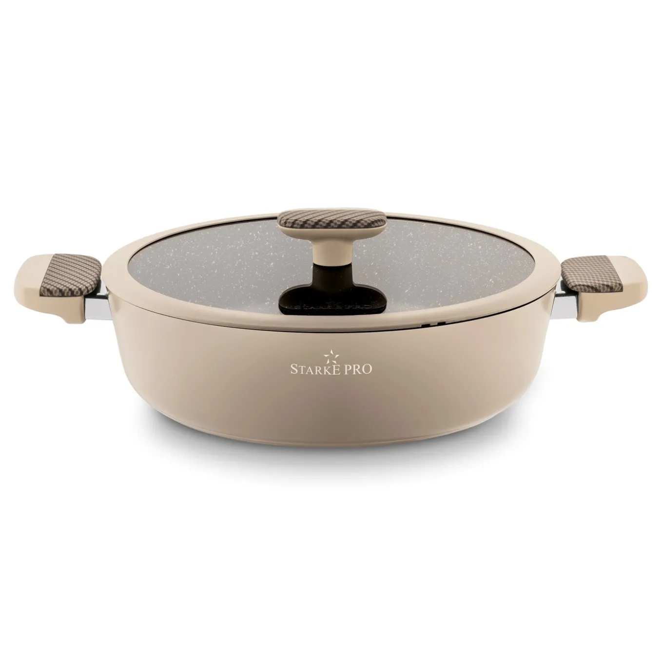 Patelnia na indukcję non stick krótkie uchwyty z pokrywką Starke Pro Light Coffee 28 cm