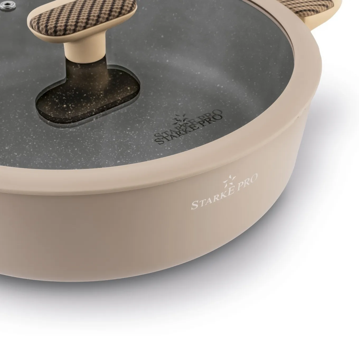 Patelnia na indukcję non stick krótkie uchwyty z pokrywką Starke Pro Light Coffee 28 cm