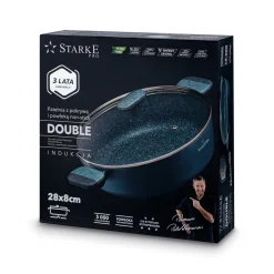 Patelnia na indukcję non stick krótkie uchwyty z pokrywką Starke Pro Double 28 cm