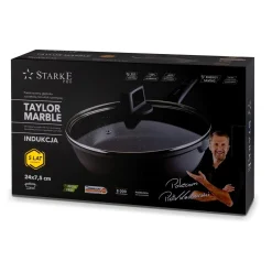 Patelnia na indukcję z pokrywką Starke Pro Taylor Marble 24 cm głęboka
