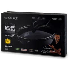 Patelnia na indukcję z pokrywką Starke Pro Taylor Marble 28 cm głęboka