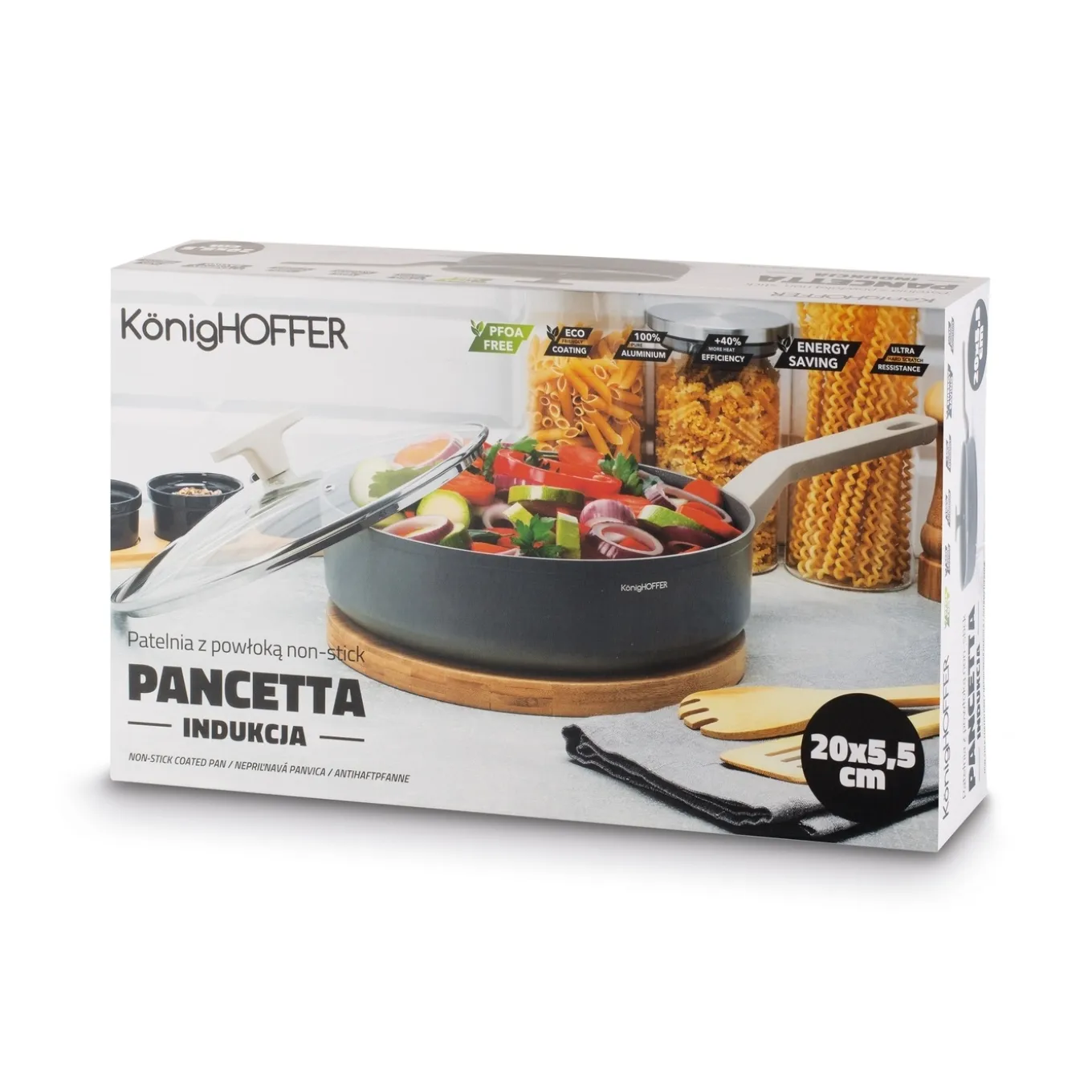 Patelnia na indukcję z pokrywką Konighoffer Pancetta 20 cm