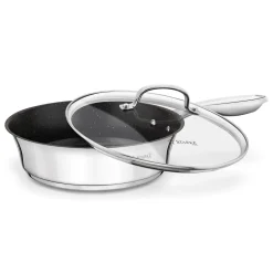Patelnia nierdzewna non-stick na indukcję z pokrywką Starke Pro Sintesi 24 cm