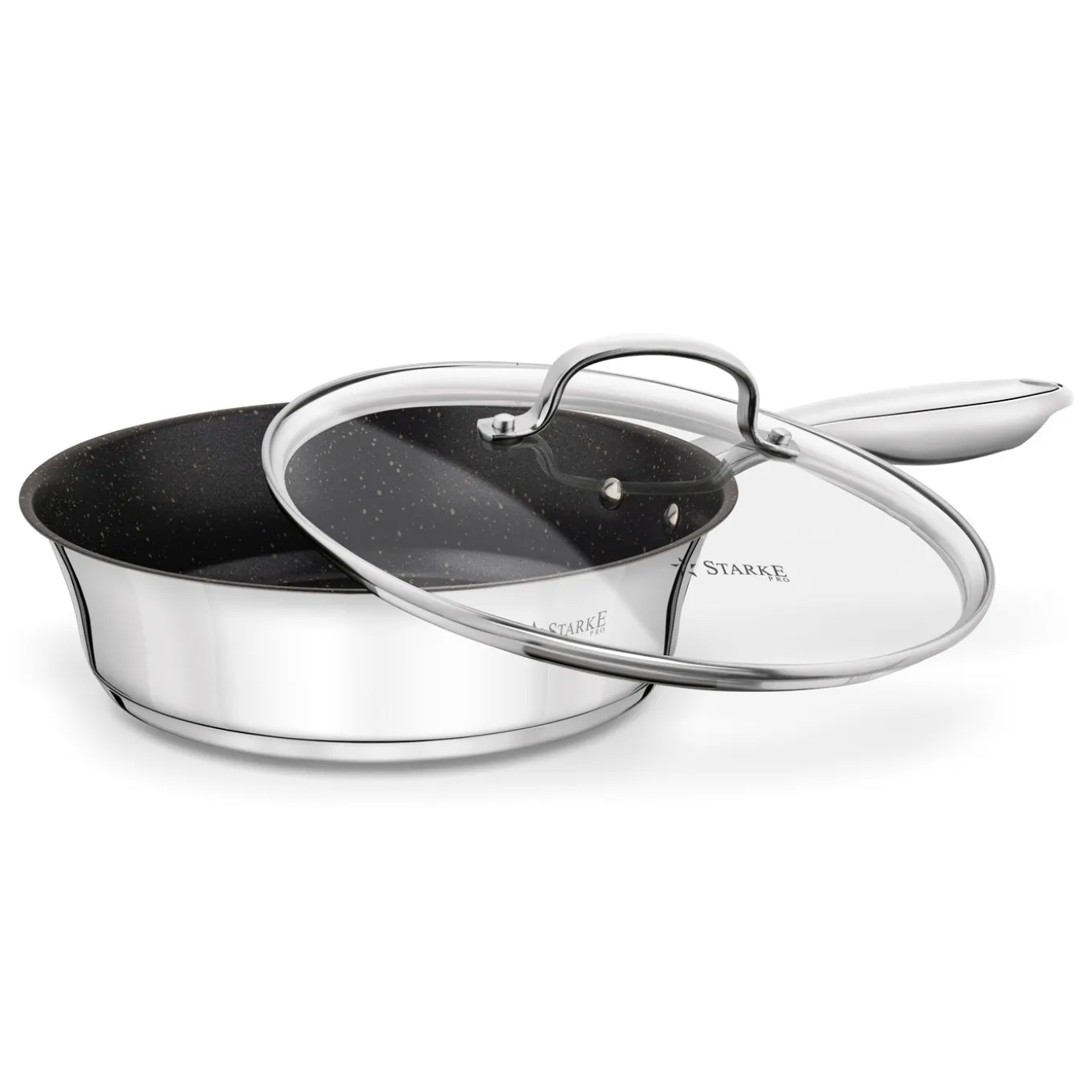 Patelnia nierdzewna non-stick na indukcję z pokrywką Starke Pro Sintesi 24 cm