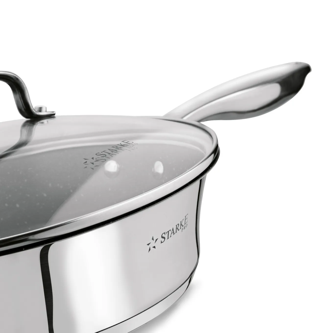 Patelnia nierdzewna non-stick na indukcję z pokrywką Starke Pro Sintesi 24 cm