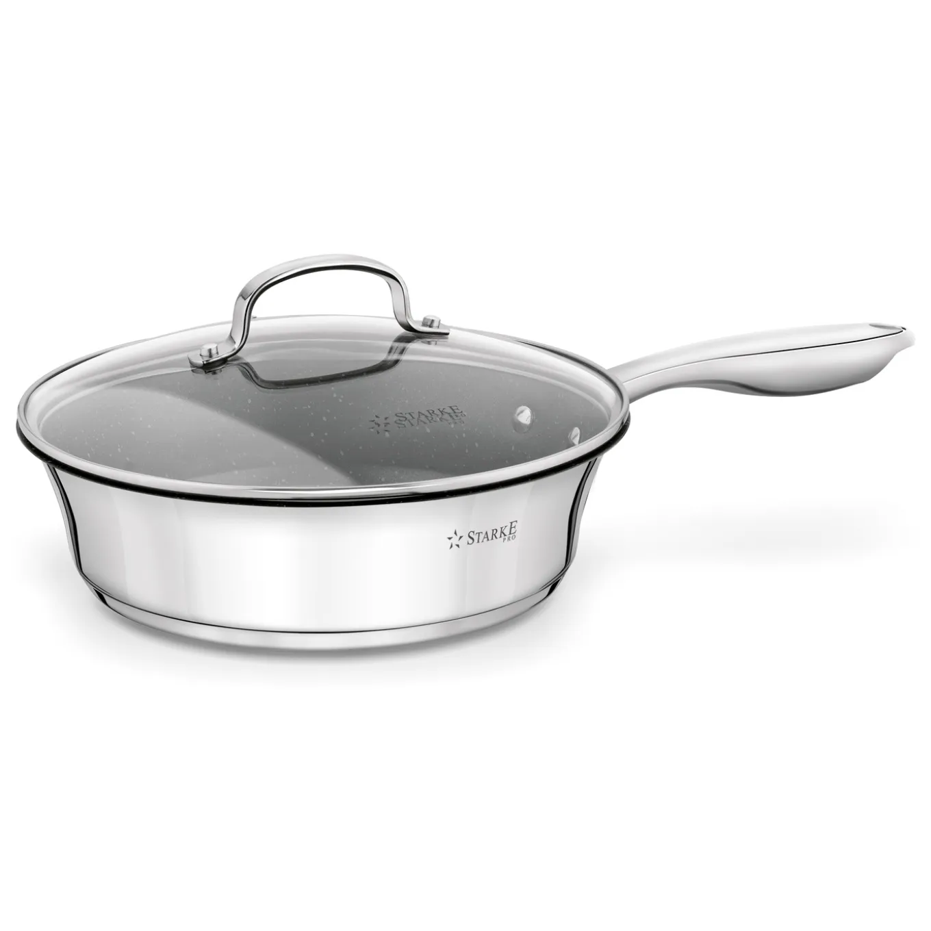 Patelnia nierdzewna non-stick na indukcję z pokrywką Starke Pro Sintesi 24 cm