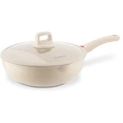 Patelnia WOK indukcyjna z pokrywką Konighoffer Creamy Marble 30 cm