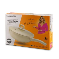 Patelnia WOK indukcyjna z pokrywką Konighoffer Creamy Marble 30 cm
