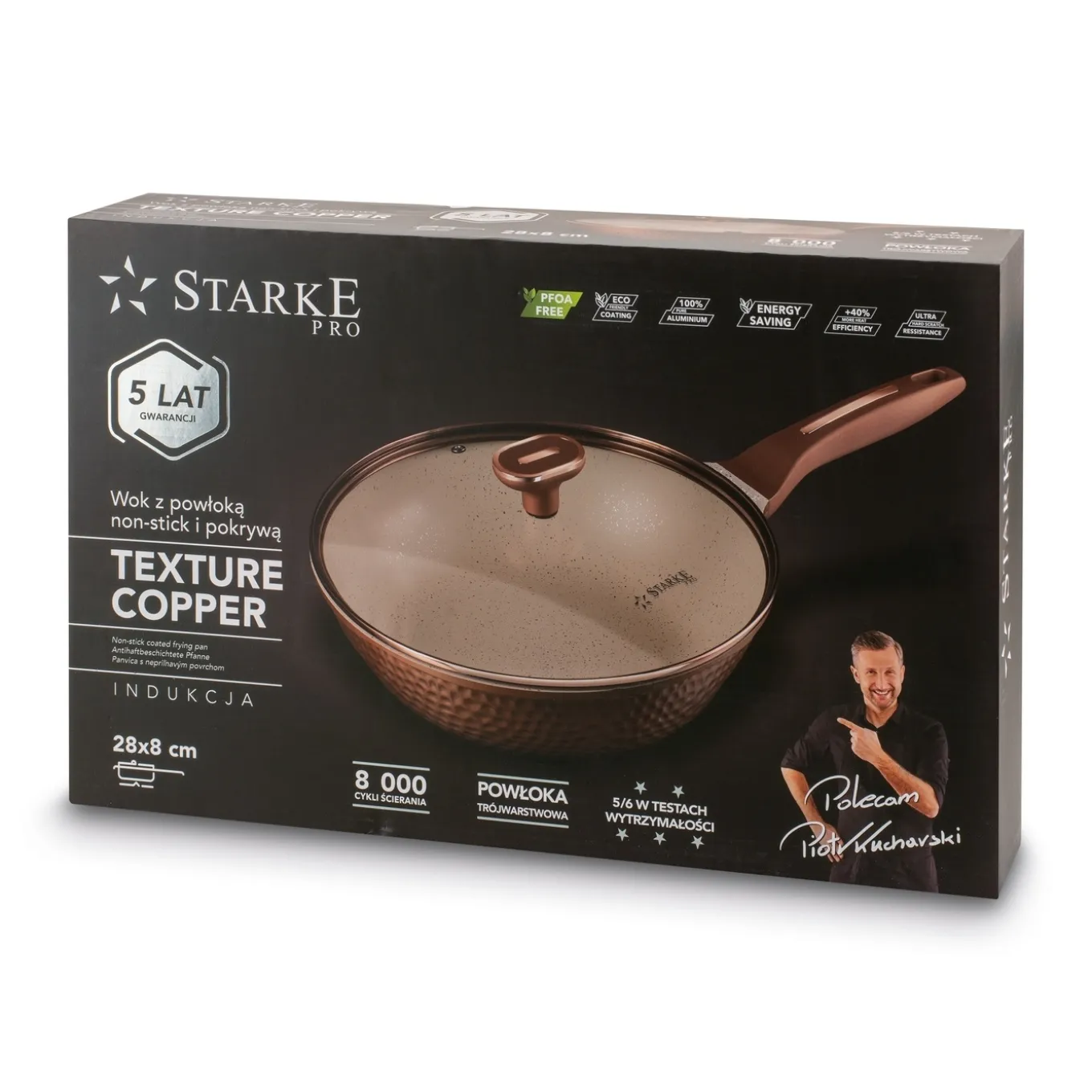 Patelnia WOK na indukcję Starke Pro Texture Copper 28 x 8 cm