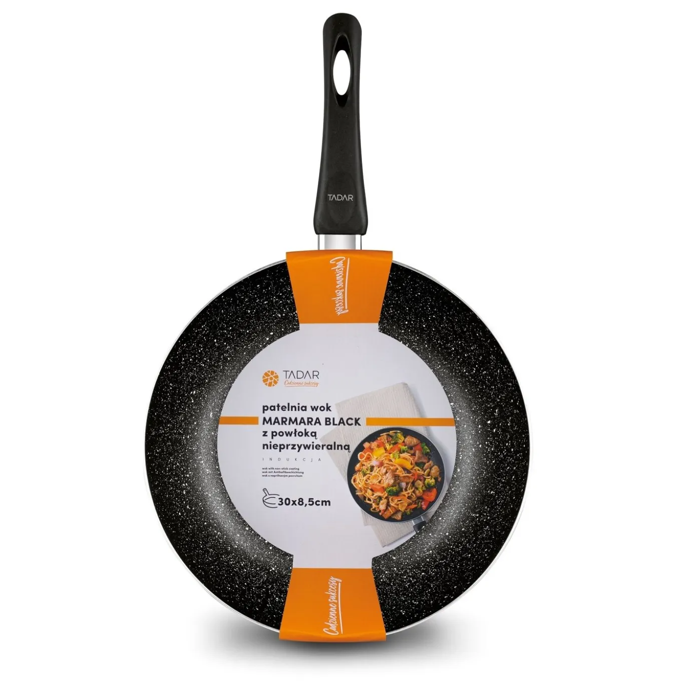 Patelnia WOK na indukcję Tadar Marmara Black 30 x 8,5 cm