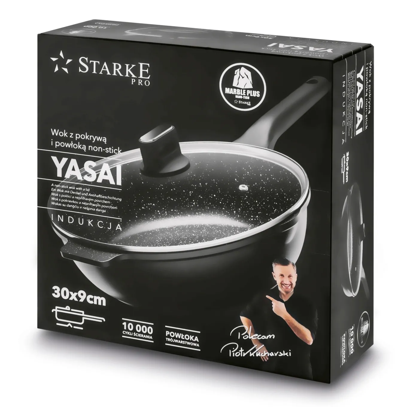 Patelnia WOK na indukcję z pokrywką Starke Pro Yasai 30 cm