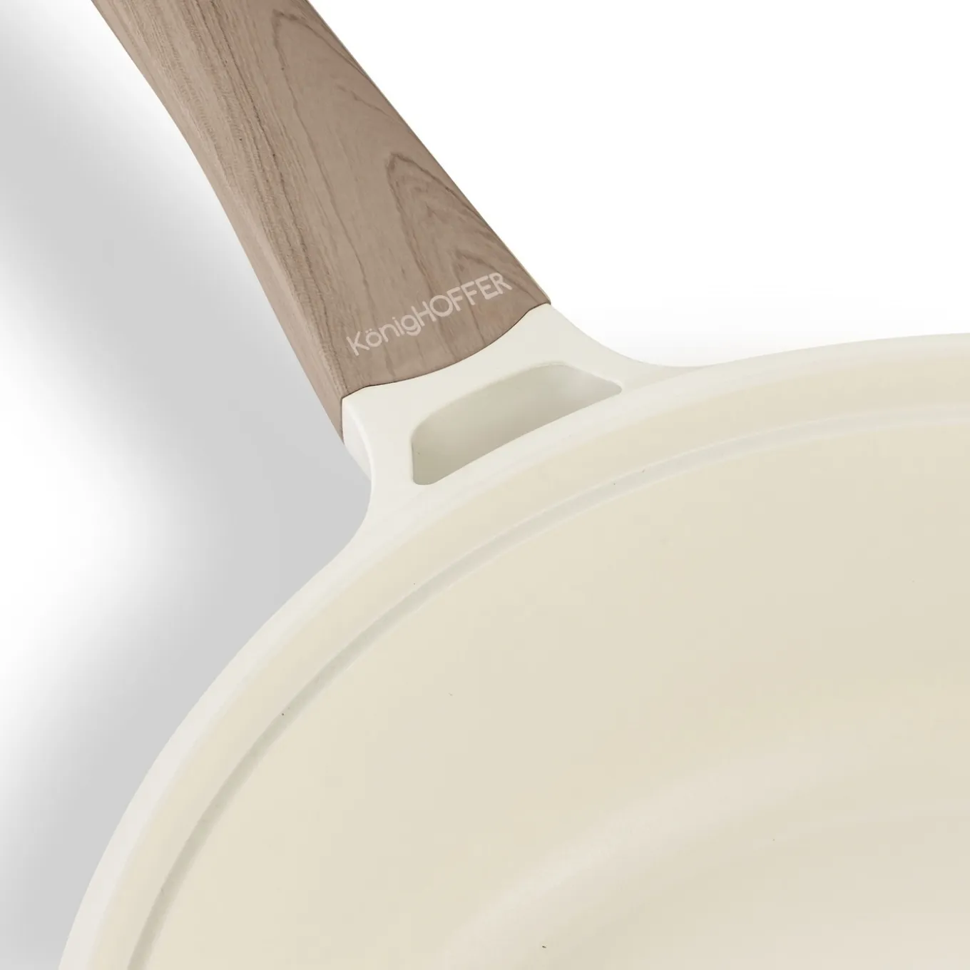 Patelnia z powłoką ceramiczną na indukcję Konighoffer Rosti z pokrywką 28 cm kremowa