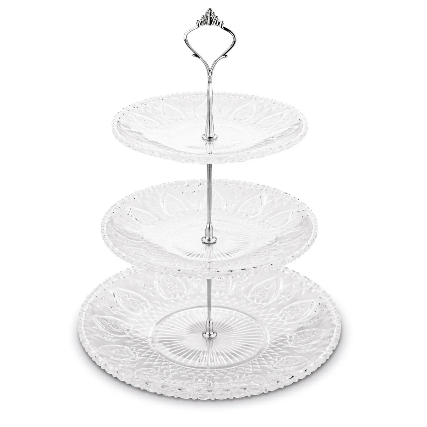 Patera szklana Tadar Catalina okrągła trzypoziomowa 15/20/25 cm