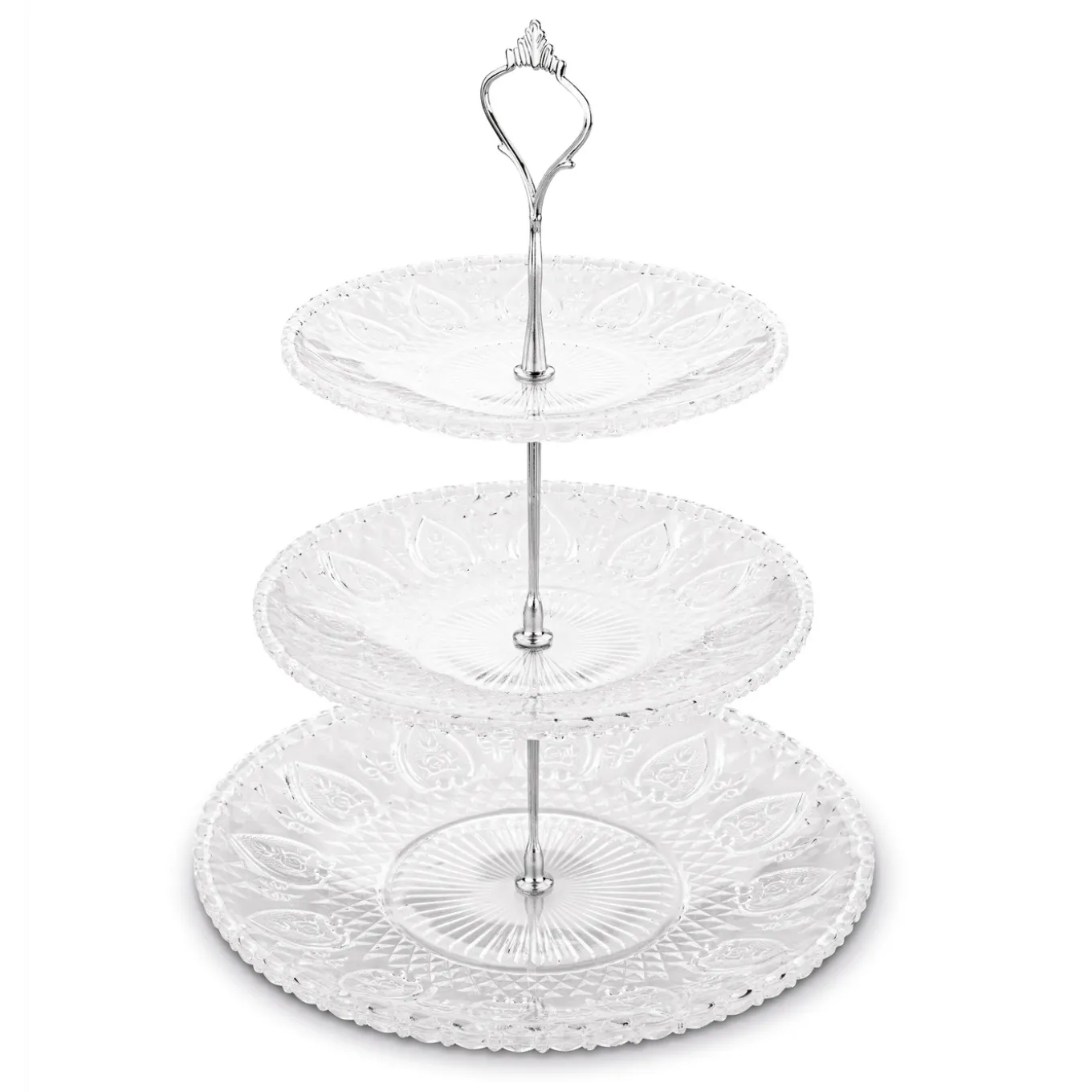 Patera szklana Tadar Catalina okrągła trzypoziomowa 15/20/25 cm