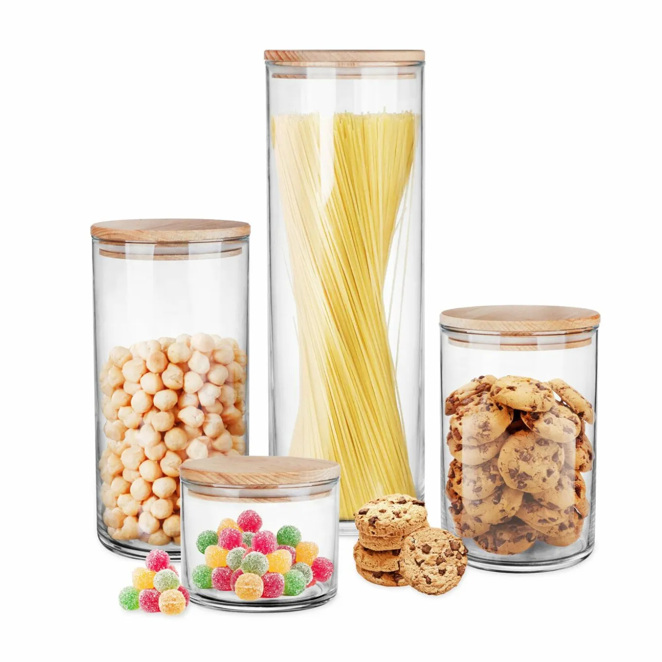 Pojemnik kuchenny szklany z drewnianą pokrywą Trend Glass 400 ml