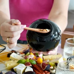 Pojemnik kuchenny z drewnianą łyżeczką Konighoffer Ceramic czarny