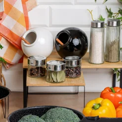 Pojemnik kuchenny z drewnianą łyżeczką Konighoffer Ceramic biały