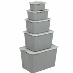 Pojemnik plastikowy do przechowywania z pokrywą Branq Velur 26 x 19 x 13,5 cm szary