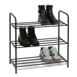 Regał na buty stalowy Konighoffer Arco 63 x 28 x 61 cm 3 poziomy czarny