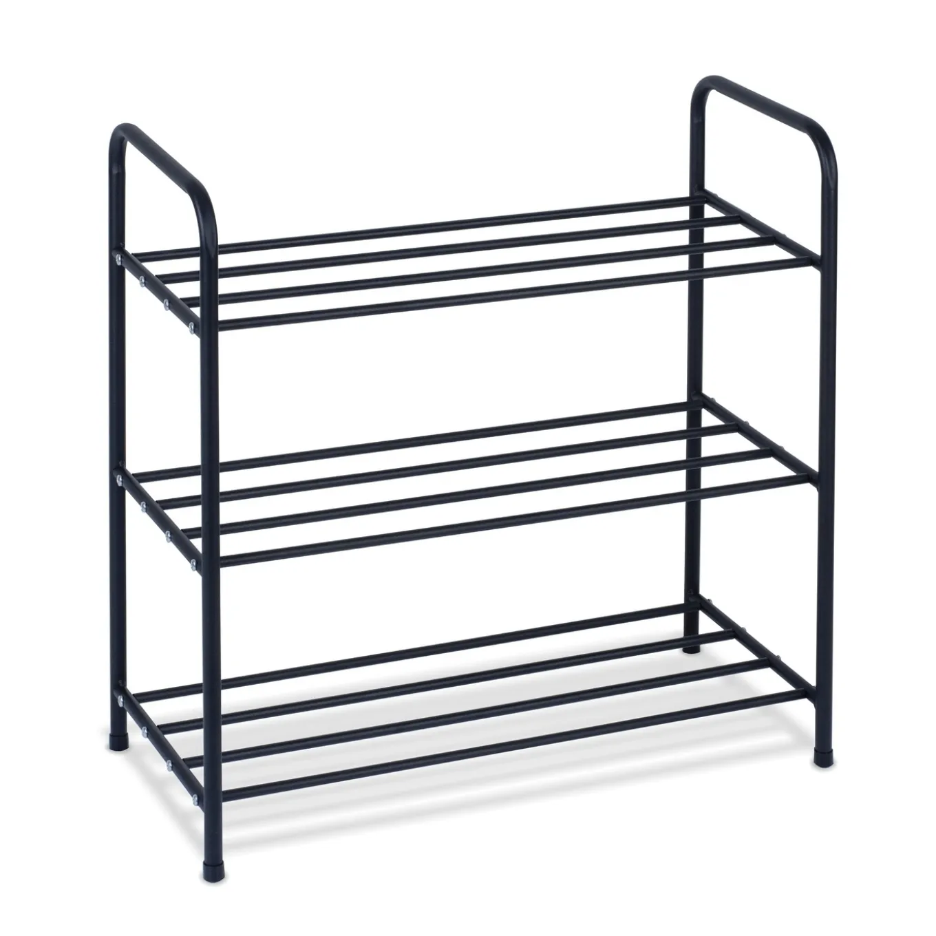 Regał na buty stalowy Konighoffer Arco 63 x 28 x 61 cm 3 poziomy czarny