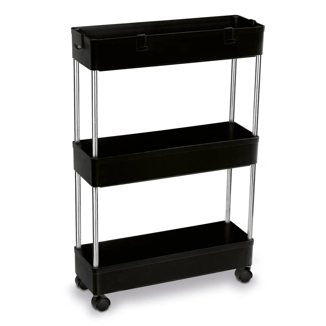 Regał na kółkach uniwersalny 3 poziomy Tadar 41 x 14 x 64 cm czarny
