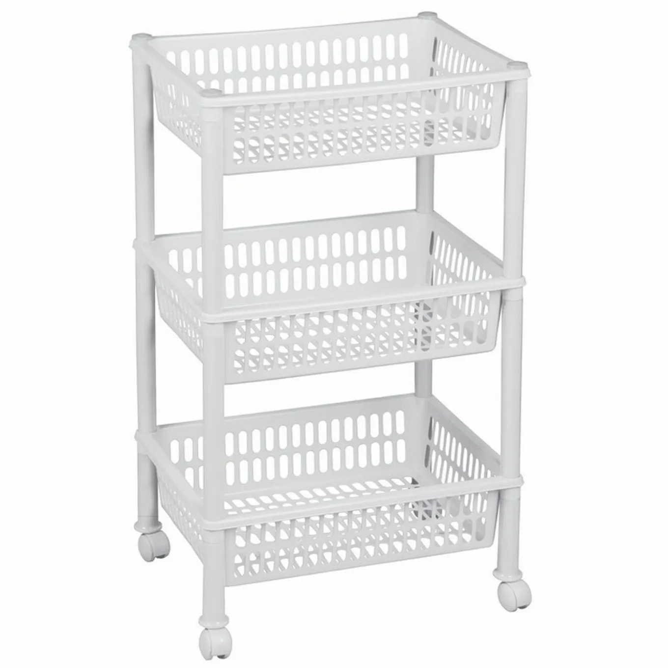 Regał na kółkach z 3 koszami Plast Team Jumbo Eco 68,5 x 29,5 x 39,5 cm biały
